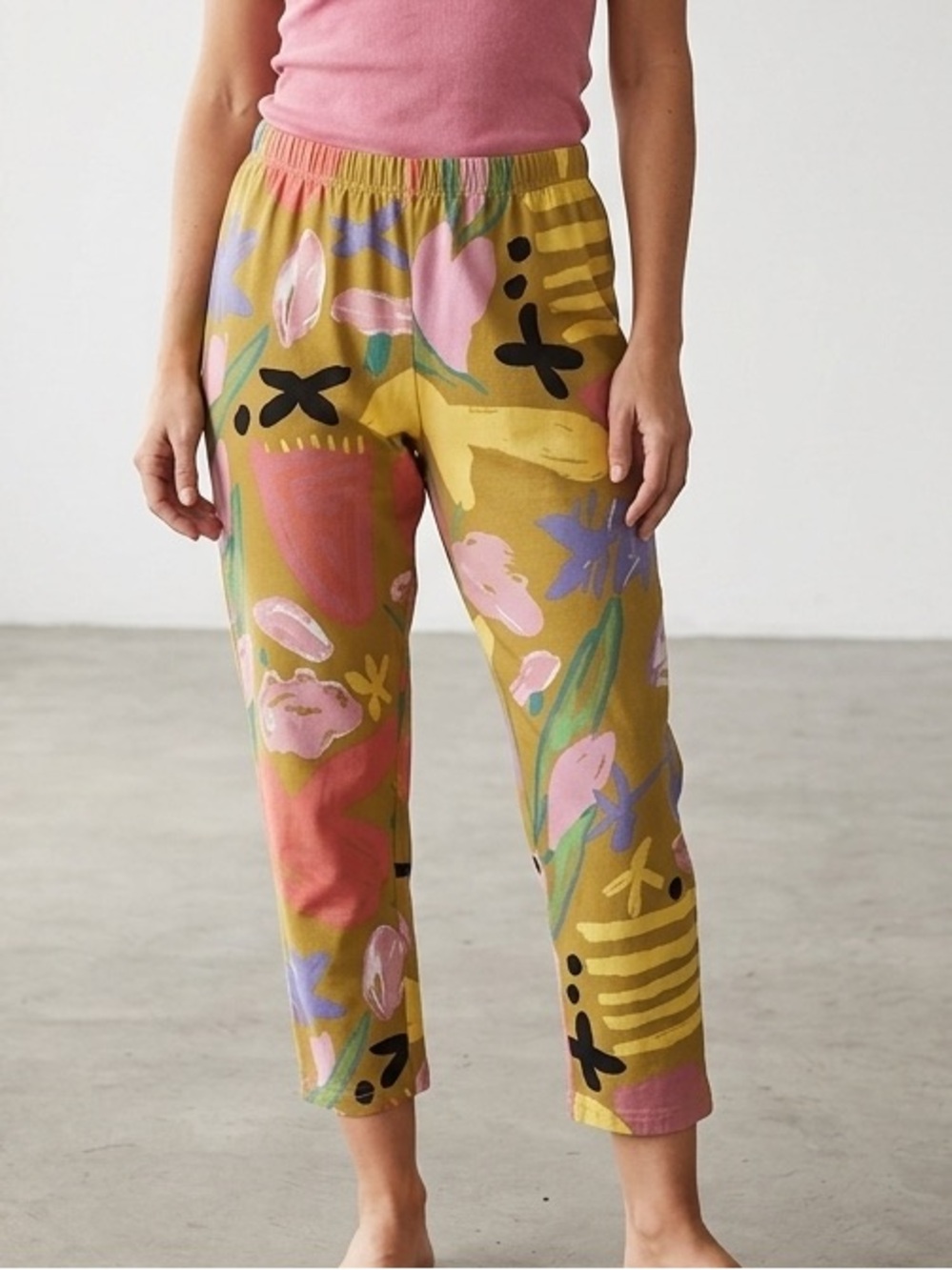 Vintage 90s Ken Done Art Pop Art Pants Floral Abstract Lounge S/M - Picture 4 of 7